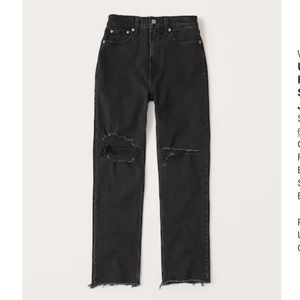 Black Ankle Straight High Rise Jeans